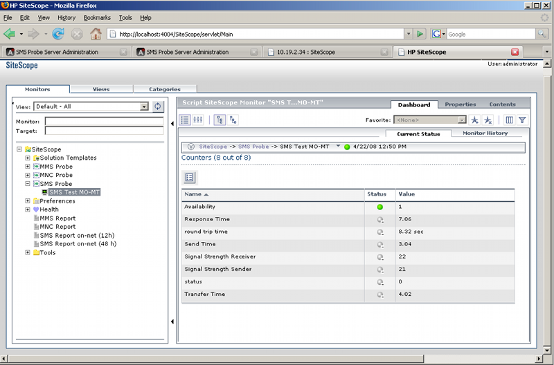 SMS Probe in SiteScope