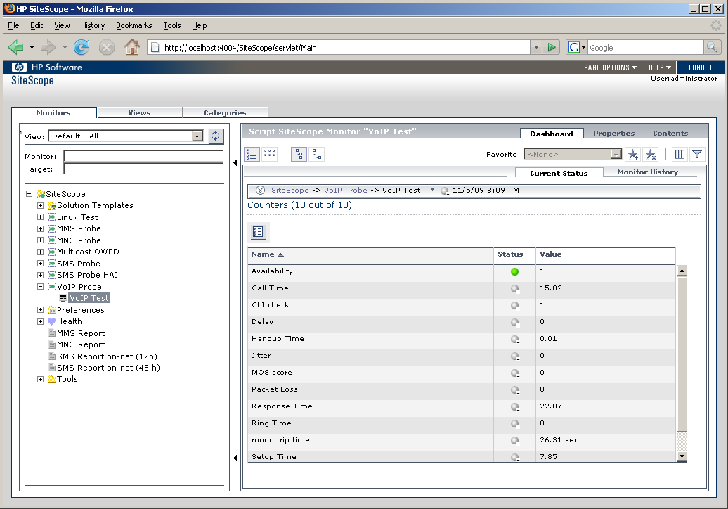 VoIP Probe with SiteScope